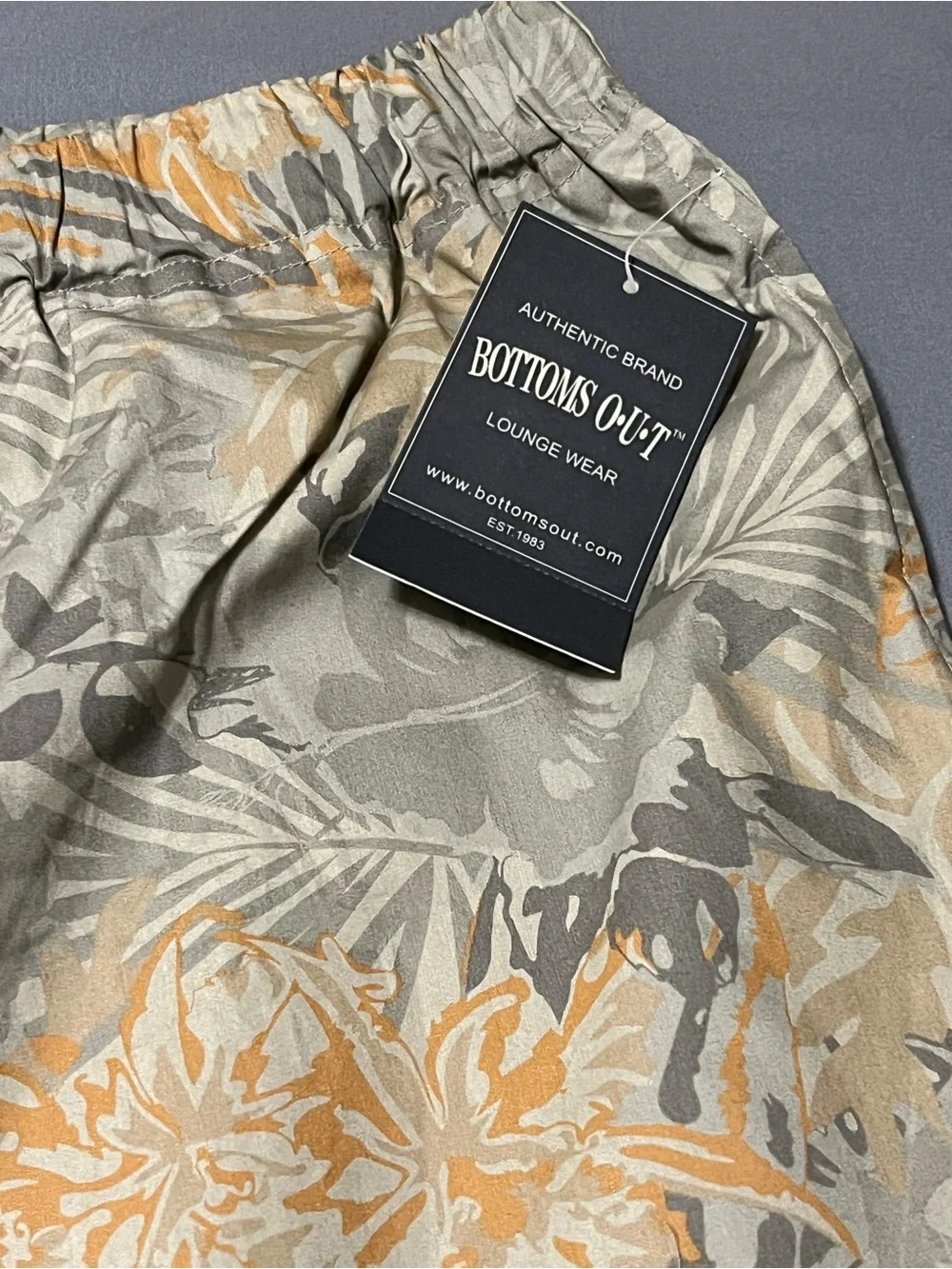 Bottoms Out Lounge Floral Drawstring Shorts in Gray & Tan